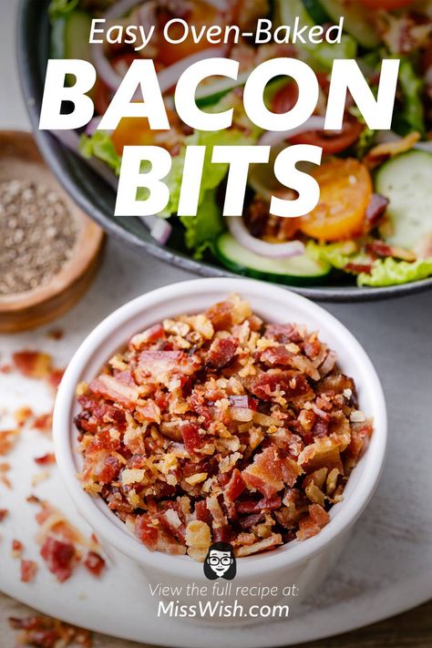 How to The Best Homemade Bacon Bits (In the Oven) - Miss Wish Bacon Bits Recipes, Oven Baked Bacon, Microwave Bacon, Homemade Bacon, 21 Day Fix Meal Plan, Homemade Pantry, Bacon In The Oven, Baked Bacon, 21 Day Fix Meals