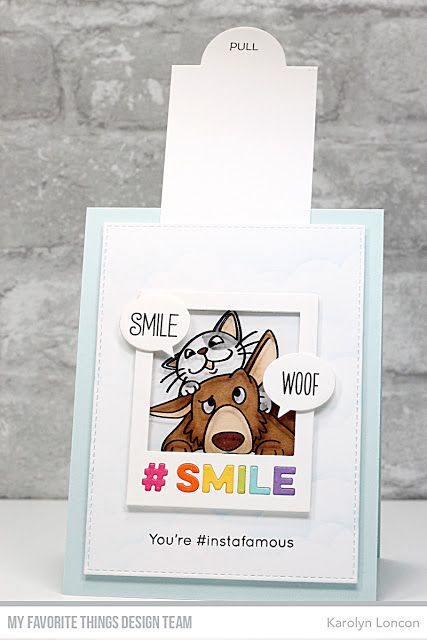 Paper Therapy: My Favorite Things - Magic Color Slider Card & Video! | instafamous Sliding Card, Interactive Cards Ideas, Interactive Card, Diy Interactive Cards, Slider Cards, Paper Crafts Card, Mft Cards, Interactive Cards, Mft Stamps