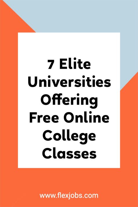 Top universities from around the world are offering free online college classes that include recordings of lectures to interactive courses with assignments and final projects. These types of learning opportunities can be a great way for job seekers to boost their skill set, gain valuable knowledge, and enhance their likelihood of career progression. Free Online University Courses, Free Online College Courses, Free Educational Websites For College Students, Free College Courses Online, Free Courses Online, Free College Courses, Free Educational Websites, Online College Classes, Career Progression