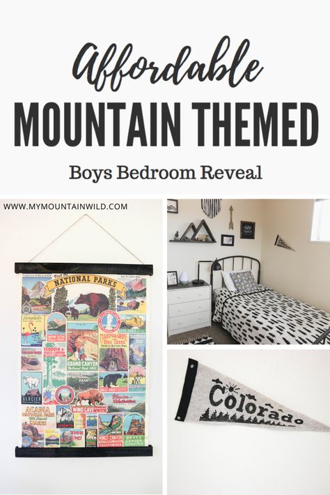 Mountain Themed Bedroom, Nature Inspired Room, Diy Boy Bedroom, Mountain Bedroom, Ranch Renovation, Rental Friendly, Boys Diy, Room Organisation, Bedroom Idea