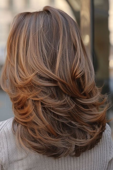 Subtle Brown Layers, Long Butterfly Layered Haircut Shoulder Butterfly Haircut, Increase Layer Haircut, Short Rounded Layers, Increased Layer Haircut, Long Textured Haircut Layered Cuts, Butterfly Haircut Medium Hair 2024, Full Layered Haircuts, Square Layers Haircut, Soft Layers Haircut