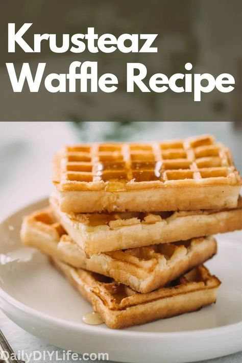 Crisp and fluffy Krusteaz waffles. Perfect for your favorite sweet (or savory) variation. Easy breakfast (or dinner) meal that your family will love. Krusteaz Waffle Mix Recipes, Krusteaz Waffle Recipe, Waffle Hacks, Waffle Mix Recipes, Fluffy Waffles, Crispy Waffle, Gluten Free Waffles, Protein Waffles, Waffle Recipe