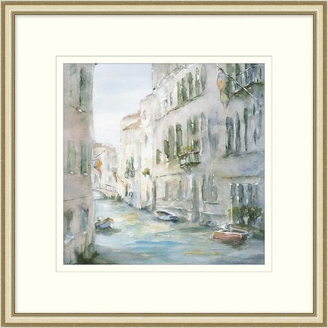 Be transported to a bustling city setting with our Summer Travels framed art. Enjoy an afternoon lunch alfresco or cross over the bridges of Germany. Stroll the streets of New York or take a gondola down Venice's romantic canals. The story is yours and you can create it with one, two, three or four of our pastel, printed pieces. Each comes under glass in a silver leaf poly frame. Watercolor City, Wendover Art, Wendover Art Group, City Scene, Picture Frame Painting, Painting On Paper, Frame Painting, Lake View, Summer Travel