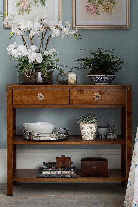 Console Table Behind Sofa, Entrance Console Table, Oak Sofa, Drawer Console Table, Drawer Console, Campaign Furniture, Console Table Decorating, Hall Console Table, Hallway Console