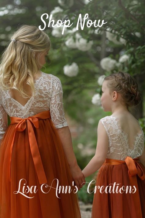 Tulle flower girl dress Orange Flower Girl Dress, Birthdays Dress, Orange Flower Girl, Bridesmaid Tulle, Sleeveless Flower Girl Dresses, Color Terracota, Long Flower Girl Dresses, Boho Flower Girl, Toddler Flower Girl Dresses