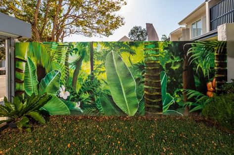 Garden Salon, Salon Makeover, Street Art Mural, Exterior Murals, Jungle Painting, Jungle Boogie, Garden Fence Art, Wall Murals Diy, Jungle Mural