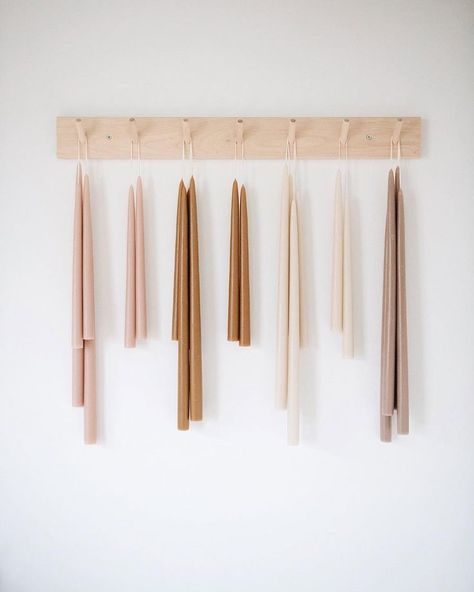 hand-dipped candles on peg rail | Love the neutral colours #kitchenideas