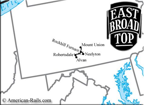 The East Broad Top Railroad & Coal Company map Mount Union, Erie Lackawanna Railroad, N Scale Model Trains, New York Central Railroad, Railroad Companies, East Broad Top Railroad, Norfolk And Western Railroad, Railroad History, Railroad Pictures