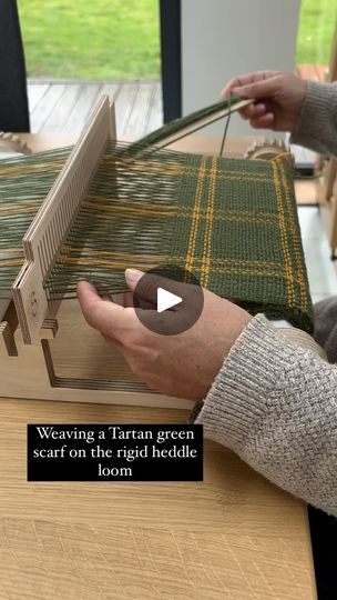 Rigid Heddle Loom, Weaving Ideas, Heddle Loom, Weaving Loom, Tartan Scarf, Winter Cabin, Green Scarf, Loom Weaving, Yarn Crafts