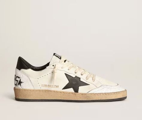 Golden Goose: Women’s Ball Star in nappa with black star and black heel tab @goldengoose Golden Goose Women, Golden Goose Ball Star, Star Black, Black Heel, Black Star, Golden Goose, Golden Goose Sneaker, Black Heels, Converse Sneaker