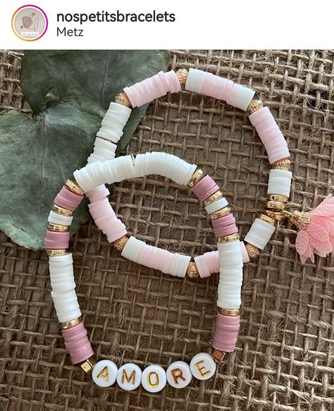 Disk Bead Bracelet Ideas, Polymer Clay Bracelet Ideas, Bracelet Perle Plate, Perle Plate, Bracelet Business, Clay Bracelets, Clay Bead Necklace, Homemade Bracelets, Bracelet Inspo