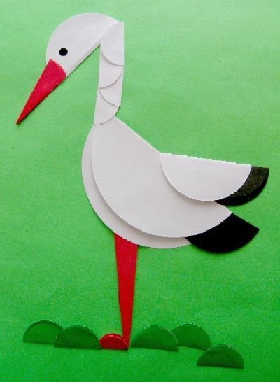 stork craft idea  |   Crafts and Worksheets for Preschool,Toddler and Kindergarten Scrap Paper Crafts, Paper Folding Crafts, Circle Crafts, Origami Fashion, Cool Paper Crafts, Summer Crafts For Kids, Bird Crafts, Punch Art, Paper Crafts For Kids