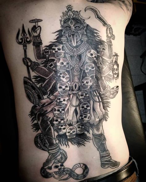 Kali Tattoos: Meanings, Common Themes & Artists Maha Kali Tattoo, Kali Tattoos, Kali Tattoo, Ornamental Tattoos, Full Tattoo, World Tattoo, Tattoos Gallery, Common Themes, Tattoo S