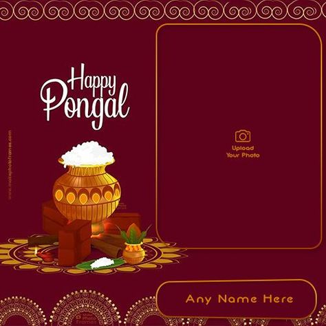 Pongal Card 2022 With Name And Photo Editor Online Free Pongal Wishes Images, Happy Pongal In Tamil, Pongal Photos, Pongal Greeting Cards, Pongal Greetings, Happy Bhogi, Tamil Greetings, Happy Pongal Wishes, Marriage Anniversary Cards