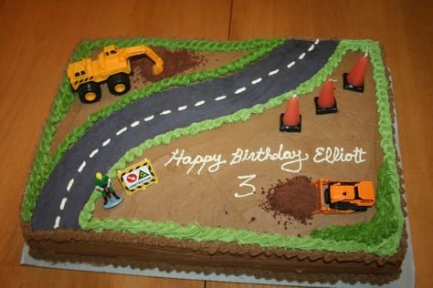 Road Cake, Digger Cake, Construction Birthday Cake, Construction Cake, Truck Cake, Cake White, 3rd Birthday Cakes, 2 Birthday Cake, Construction Birthday Parties