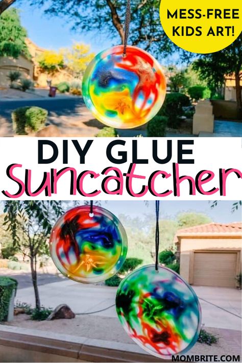 Glue Suncatcher, Making Slime, Diy Glue, Suncatcher Craft, Fun Crafts To Do, Vbs Crafts, Fun Arts And Crafts, Daycare Crafts, Camping Crafts