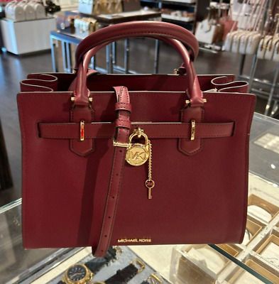 Top Seller for Michael Kors Hamilton Medium Satchel Leather Shoulder Bag Handbag in Dark Cherry, Bags Michael Kors Hamilton, Top Seller, Women's Bags, Leather Shoulder Bag, Bags Handbags, Satchel, Cherry, Michael Kors, Bag Lady