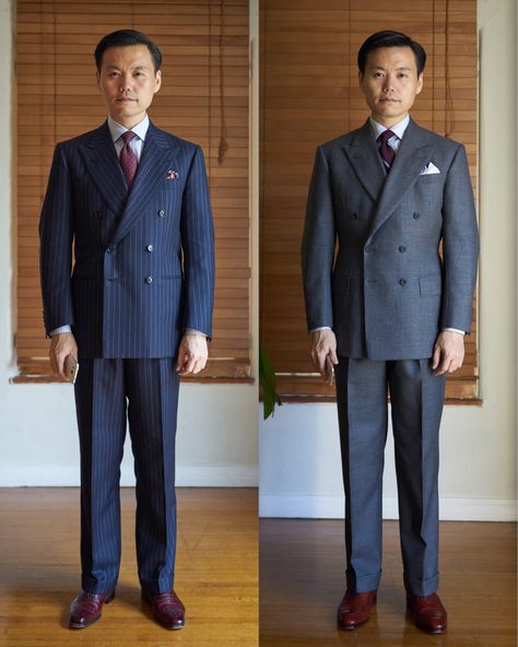 Chalk Stripe Suit, Double Breasted Suit Men, Story Food, Stripe Suit, Stylish Mens Suits, Suit Combinations, Der Gentleman, Classic Tailoring, Classic Menswear