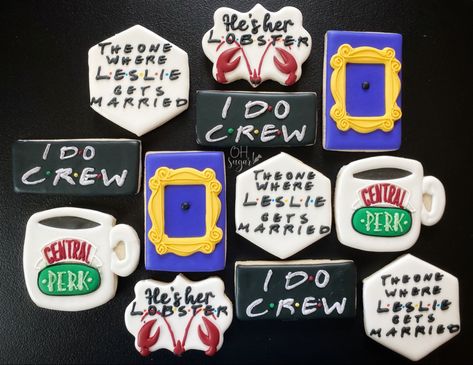 Friends Bachelorette Cookies, Friends Themed Bridesmaid Proposal, Bachelorette Party Cookies, Friends Bachelorette, Wedding Shower Cookies, Bachelorette Cookies, Bridal Cookies, Themed Bachelorette, Themed Cookies