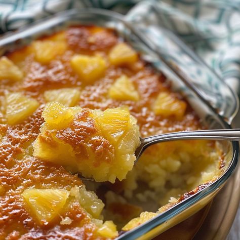 Are you a pineapple fanatic like us? If those sweet, tangy tropical flavors make your taste buds dance, then get ready to meet your new favorite dessert - The Most Tantalizing Pineapple Bake! This lusciously Pineapple Bake, Pineapple Casserole, Pineapple Dessert Recipes, Baked Pineapple, Pineapple Desserts, Cinnamon French Toast, Pineapple Recipes, Pecan Pie Recipe, Pineapple Cake