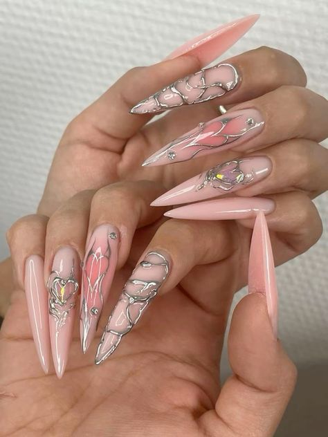 Stilleto Nails Designs, Wow Nails, Hippie Nails, Punk Nails, Girly Acrylic Nails, Dope Nail Designs, Crazy Nails, Bling Acrylic Nails, Fire Nails