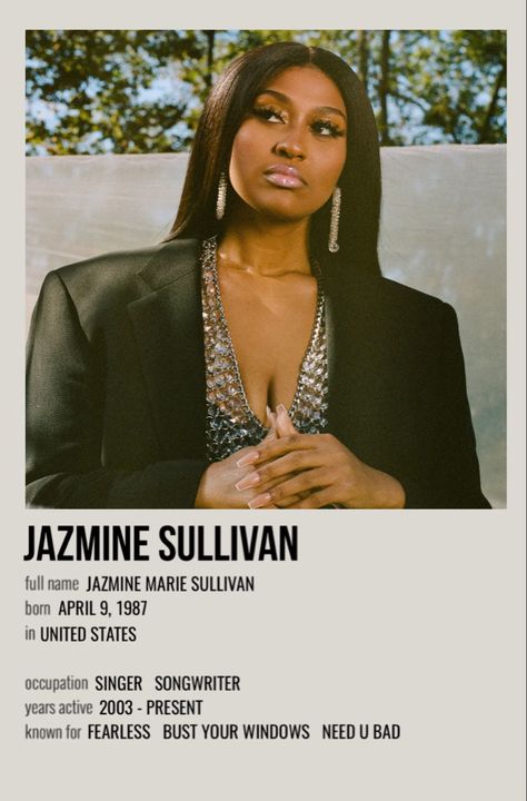 minimal polaroid celeb poster for jazmine sullivan Jasmine Sullivan, Jazmine Sullivan, Song Artists, Celebrity Names, Music Photo, Aesthetic Pics, Music Stuff, Music Poster, Phone Wallpapers