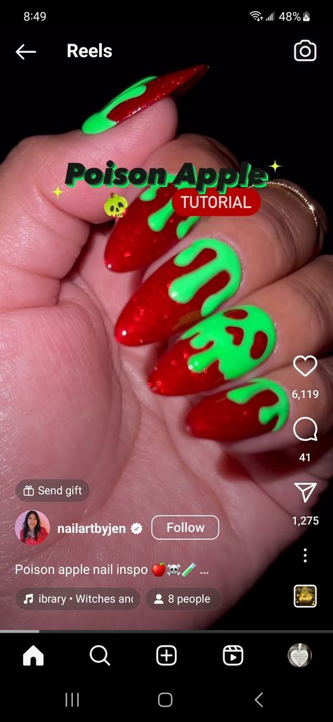 Evil Queen Nail Art, Poison Apple Nail Art, Evil Queen Nails, Poison Apple Nails, Poison Nails, Skull Nail Art, Character Nails, Skull Nails, Queen Nails