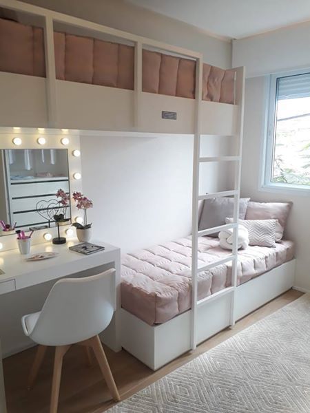 2girls Bedroom Ideas, Small Sharing Bedroom Ideas, Small Bedroom With Bunk Bed, Bedroom Ideas For Small Rooms Bunk Beds, 2 Kids Small Bedroom Ideas, Bunk Bed Designs Small Bedrooms, 2 Beds In One Room Ideas, Bunk Bed Ideas For Small Rooms, Kids Bed Design