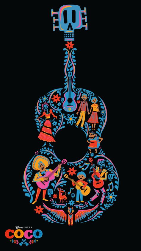 Coco Coco Film, Animation Disney, Guitar Posters, Wallpaper Disney, Karakter Disney, Disney Posters, Film Disney, Art Disney, Mexican Art