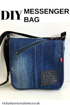 DIY messenger bag pattern, learn how to sew this denim messenger bag - the bag pattern includes two zip pockets and a slip pocket, adjustable bag strap an magnetic closure., perfect for work, a mans bag, the list is endless #sewingpattern #sewingbags #messengerbagpattern Diy Messenger Bag Pattern, Basket Ware, Messenger Bag Pattern, Denim Messenger Bag, Sewing Designs, Messenger Bag Patterns, Diy Messenger Bag, Denim Bag Patterns, Adjustable Bag Strap