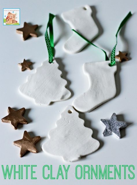 White clay ornaments, these are beautiful and make really effective christmas decorations Baking Soda Clay, Advent Activities, Crafts For Boys, Salt Dough, Clay Food, Clay Ornaments, My Funny Valentine, Childrens Crafts, White Clay