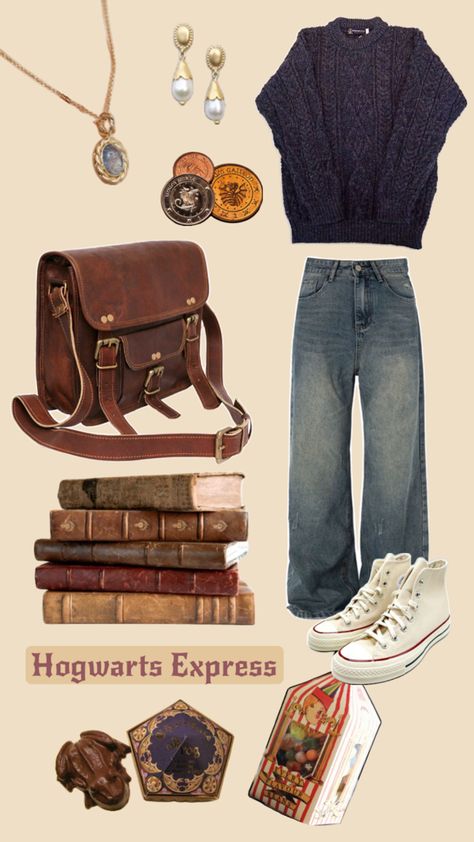 Harry Potter Fashion Aesthetic, Harry Potter Modern Outfits, Harry Potter Winter Outfits, Hogwarts Outfit Ideas, Weasley Aesthetic Outfit, What To Wear To Universal Studios Outfit Ideas Harry Potter, Hp Inspired Outfits, Harry Potter Shifting Outfits, Harry Potter Theme Outfits