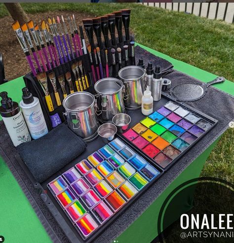 Wedding Face Paint, Face Paint Business, Face Painting Business Names, Face Paint Set Up Ideas, Face Painting Booth Ideas, Face Painting Set Up Ideas, Face Paint Booth Set Up, Face Paint Station, Face Painting Party Station