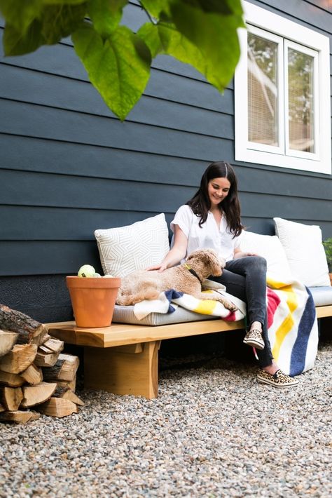 gravel patio dog firewood Michelle Adams Ann Arbor Michigan by Marta Xochilt Perez Deck And Gravel Patio, Gravel Patio Ideas Backyards, Pea Gravel Landscaping, Gravel Backyard Ideas, Pea Gravel Patio Ideas, Small Outdoor Shed, Gravel Patio Ideas, Gravel Patio Diy, Pea Gravel Backyard