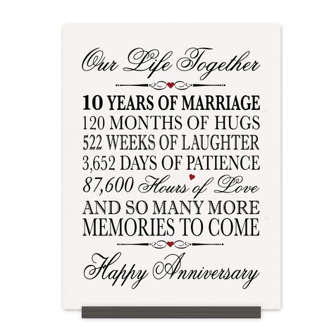 LifeSong Milestones 10th Anniversary Plaque 10 Years of Marriage - Ten Year Wedding Keepsake Gift for Parents Husband Wife him her - Our Life Together (12 x 15 Base Sign) : Amazon.co.uk: Home & Kitchen 65th Wedding Anniversary, 70th Wedding Anniversary, Choose Quotes, 35th Wedding Anniversary, 15th Wedding Anniversary, 20 Wedding Anniversary, 60 Wedding Anniversary, 30th Wedding Anniversary, Anniversary Sign