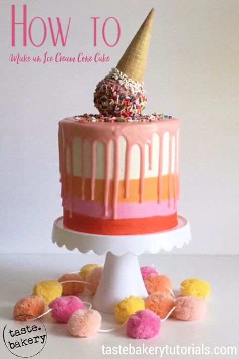 Cake Inside Ice Cream Cones, Ice Cream Drip Cake Birthday, Ice Cream Melting Cake, Ice Cream Cone Cake Design, Melting Ice Cream Cone Cake, Winter Ice Cream Party, Ice Cream Cone Drip Cake, Melted Ice Cream Cone Cake, Store Bought Cake Decorating Hacks