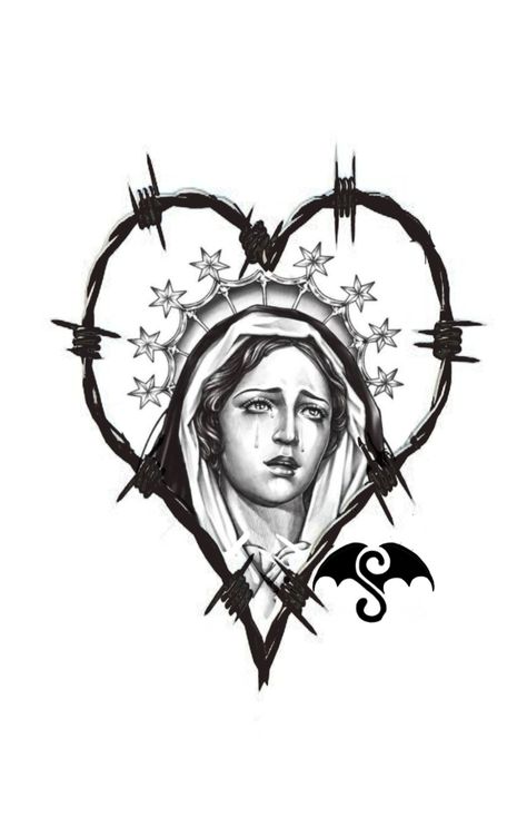 Mary Heart Tattoo, Mary Magdalene Tattoo, Holy Mary Tattoo, Saint Mary Tattoo, Mother Mary Tattoos, Mary Heart, Saint Tattoo, Sacred Heart Tattoos, Mary Tattoo