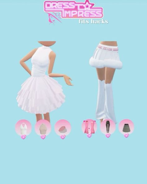 DRESS TO IMPRESS: NON-VIP OUTFIT COMBO Dress To Impress Codes 2024, Hacks Dress, Layering Hacks, Fancy Dress Code, Vip Dress, Outfit Hacks, Roblox Dress, Dti Hacks, Knit Toys