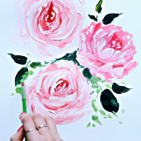 The quick and easy way to learn how to paint a peony and rose. This painting tutorial is perfect for kids, beginners, or anyone who wants to try their hand at some basic painting techniques.