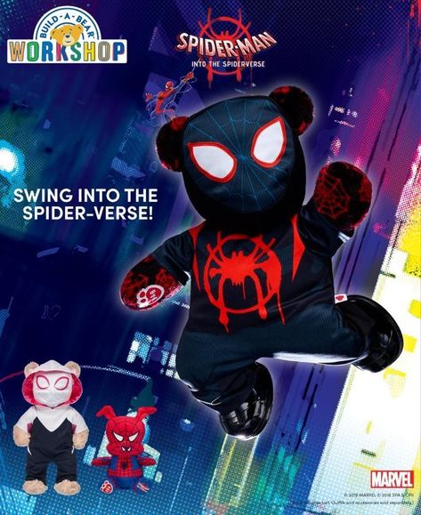 spider-man-into-the-spider-verse-build-a-bear Spider Man Build A Bear, Kingdom Builders, Marvel Spider Gwen, Spider Man Into The Spider Verse, Into The Spider Verse, Across The Spider Verse, Shoulder Bags For School, Diy Cans, Little Tikes