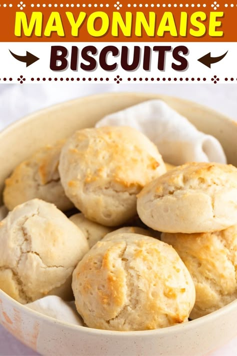 These mayonnaise biscuits are quick, easy, and delicious! Learn how to make this simple recipe, plus, get tips for the very best biscuits. Recipe For Mayonnaise, Mayonaise Biscuits, Biscuit Recipe No Milk, Mayonnaise Biscuits, Easy Drop Biscuits, Types Of Breads, Easy Biscuits, 2 Ingredient Dough, Drop Biscuits Recipe