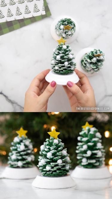 Christmas Art Nails, Popsicle Stick Christmas Crafts, Seni Resin, Pine Cone Christmas, Pinecone Crafts Christmas, Christmas Tree Craft, Pine Cone Christmas Tree, Christmas Decorations Diy Crafts, Cone Christmas Trees