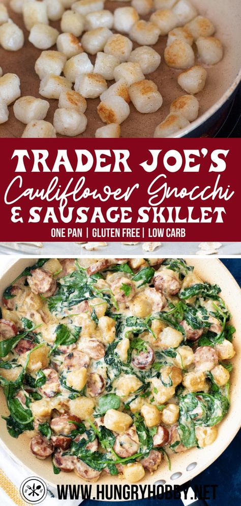 Cauliflower Gnocchi Sausage, Tj Cauliflower Gnocchi Recipe, What To Eat With Gnocchi Dishes, Cauliflower Gnocchi Trader Joes Recipes, Chicken Sausage Cauliflower Gnocchi, Trader Joe’s Paleo, Cauliflower Knocci Recipes Trader Joes, Trader Joes Paleo Recipes, Trader Joe’s Casserole