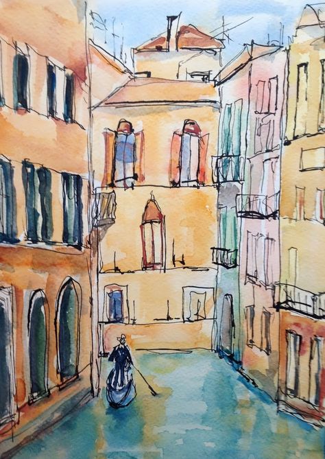 Canvas For Beginners, Canvas Painting Ideas, Venice Italy, Painting On Canvas, Painting Ideas, Watercolor Painting, Venice, Canvas Painting, Italy