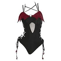 Goth One Piece Swimsuit, Body Suit Outfits Ideas, Swimsuit Design Ideas, Gothic Bathing Suits, Fantasy Swimsuit, Goth Swimsuit, Gothic Swimsuit, Unique Bathing Suits, Devil Wings