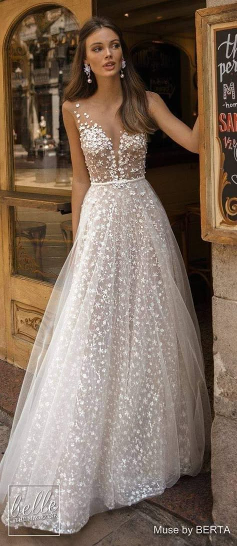 Muse By Berta, Berta Wedding, Princess Ballgown, Berta Wedding Dress, Wedding Dresses Princess Ballgown, Sheer Wedding Dress, Pnina Tornai, Gaun Fashion, Modest Bridesmaid Dresses