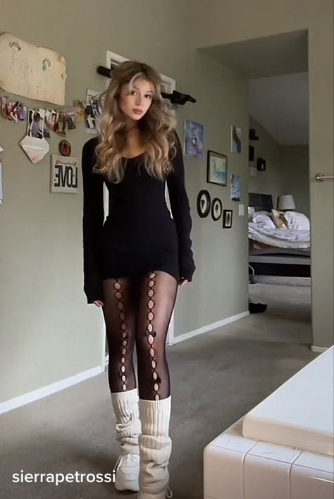 How To Style A Choker, Sweater Dress Outfit Aesthetic, Lace Tights Outfit Grunge, Concert Outfit Ideas Colorful, Thanksgiving Goth Outfit, Outfits With Fleece Tights, Goth Dress Outfit Ideas, Sophisticated Grunge Outfits, Mini Skirt Outfit Ideas Winter