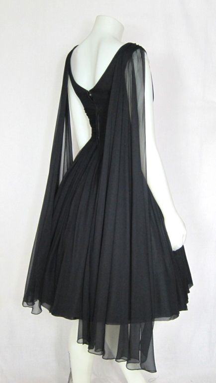 Vintage Cocktail Party, Chiffon Party Dress, Designer Evening Dresses, Vestidos Vintage, Vintage Cocktail, Bateau Neckline, 50s Dresses, Cocktail Party Dress, Black Vintage