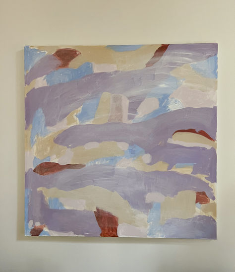 Purple, lavender, tan, rust, sky blue, abstract artwork by contemporary artist Amy Early. Abstract expressionism intuitive painting styIe. Blue Abstract Artwork, Lavender Sky, Intuitive Painting, Plaster Art, Sky Painting, Purple Lavender, Contemporary Artist, Blue Abstract, Wisteria