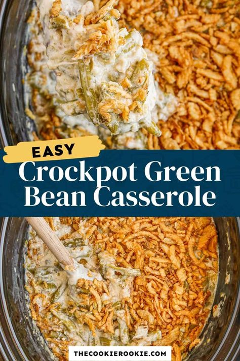 Crock Pot Green Bean Casserole, Crockpot Green Bean Casserole, Crockpot Green Beans, Green Bean Casserole Crock Pot, Slow Cooker Green Beans, Crockpot Casserole, Greenbean Casserole Recipe, Country Cook, Frozen Green Beans